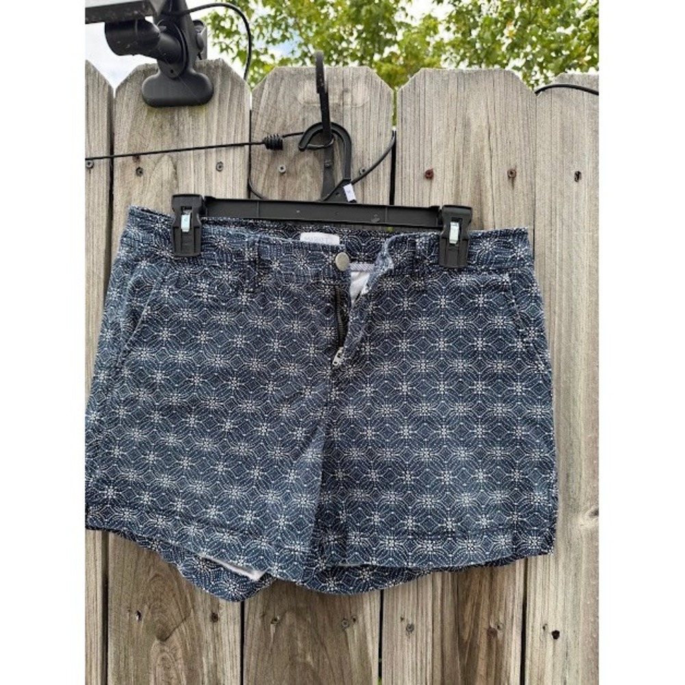 Boho Coastal Market & Spruce Shorts 8 Blue White Geometric Medallion Chino